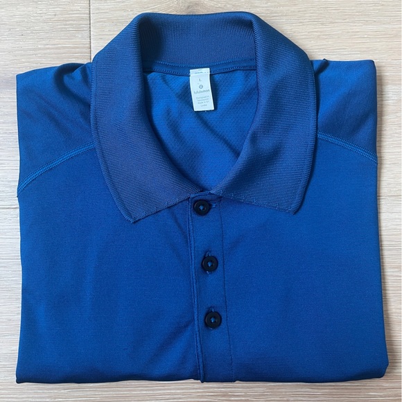 Lululemon Polo Shirt Sz L Blue Casual Active Short Sleeve Metal Vent Tech *Z11 - Picture 1 of 3